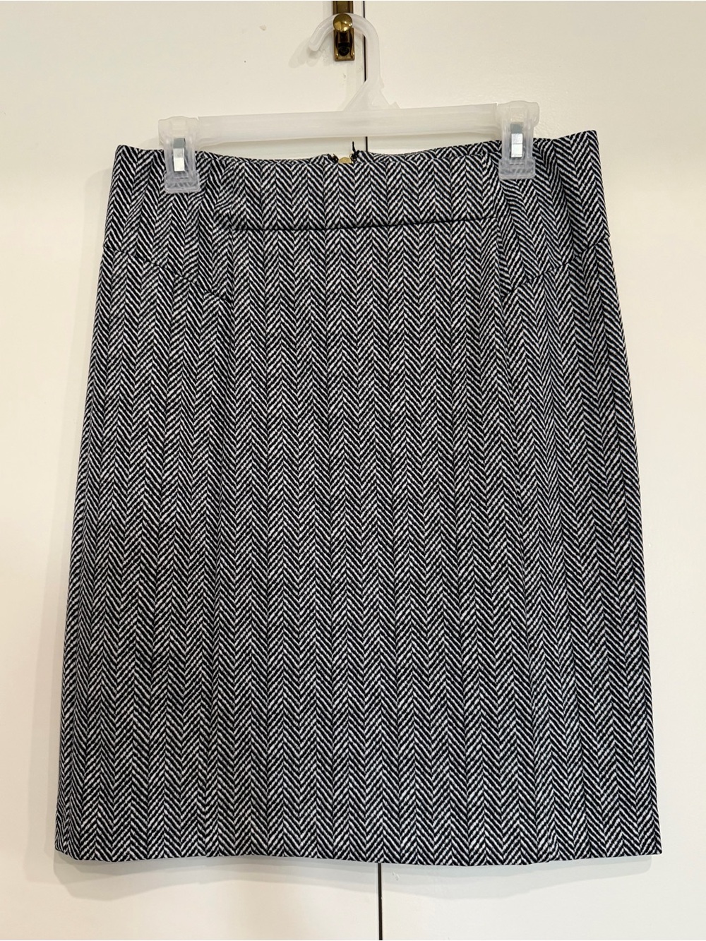 Michael Kors Black & White Herringbone Pencil Skirt